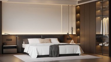 Modern Minimalist Yatak Odası İç Modeli Poster Çerçevesi Model 