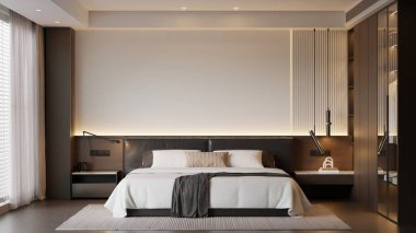 Modern Minimalist Yatak Odası İç Modeli Poster Çerçevesi Model 