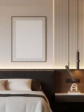 Modern Minimalist Yatak Odası İç Modeli Poster Çerçevesi Model 