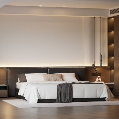 Modern Minimalist Yatak Odası İç Modeli Poster Çerçevesi Model 