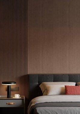 Modern Minimalist Yatak Odası İç Modeli Poster Çerçevesi Model Duvarı