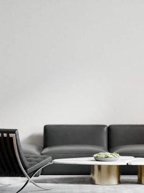 Modern Minimalist Oturma Odası İç Modeli Poster Çerçevesi Model Duvarı