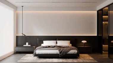 Modern Minimalist Yatak Odası İç Modeli Poster Çerçevesi Model 