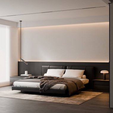 Modern Minimalist Yatak Odası İç Modeli Poster Çerçevesi Model 