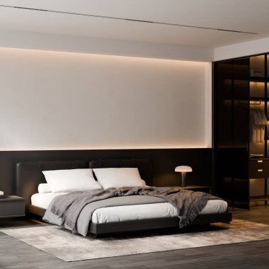 Modern Minimalist Yatak Odası İç Modeli Poster Çerçevesi Model 