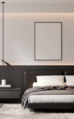 Modern Minimalist Yatak Odası İç Modeli Poster Çerçevesi Model 