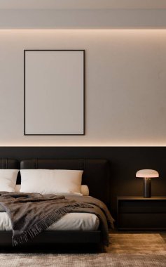 Modern Minimalist Yatak Odası İç Modeli Poster Çerçevesi Model 