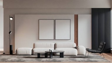 Modern Minimalist Oturma Odası İç Çerçeve Posteri Model