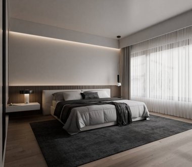 Modern Minimalist Yatak Odası İçi Boş Duvar Modeli 