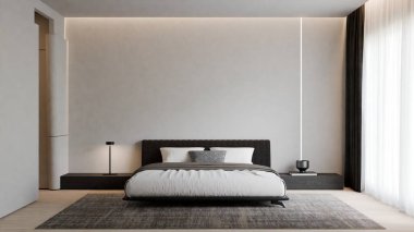 Modern Minimalist Yatak Odası İç Modeli Poster Çerçevesi Model 