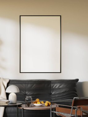 Minimalist Modern Oturma Odası İçi Poster Çerçeve Model - 3d Yapılandırma