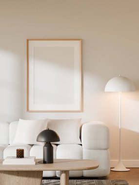 Minimalist Modern Oturma Odası İçi Poster Çerçeve Model - 3d Yapılandırma