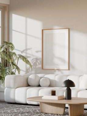 Minimalist Modern Oturma Odası İçi Poster Çerçeve Model - 3d Yapılandırma
