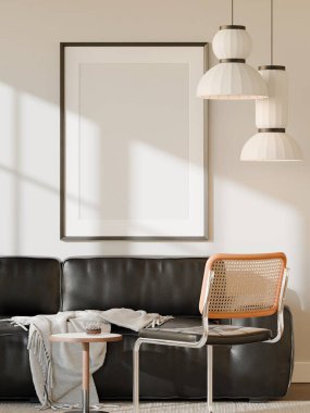 Minimalist Modern Oturma Odası İçi Poster Çerçeve Model - 3d Yapılandırma