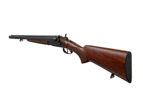 Classic Trigger Double Barreled Smooth Bore Hunting Rifle Weapon Wooden —  Fotos de Stock