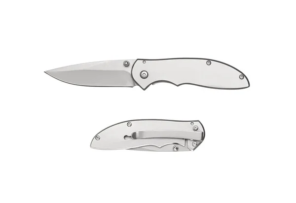Карманный Складной Нож Изолировать Белом Фоне Компактный Металлический Острый Нож — стоковое фото