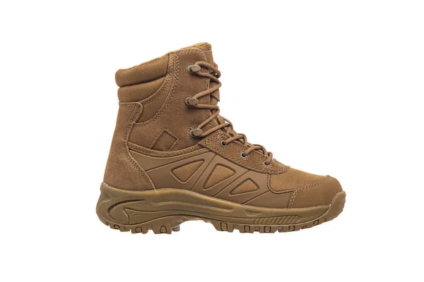 Modern Army Combat Boots New Desert Beige Shoes Isolate White — Φωτογραφία Αρχείου