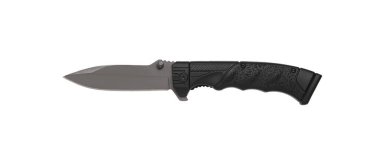 Cep çakısı beyaz arka planda izole edilmiş. Katlanan bir bıçakla küçük metal bir bıçak..