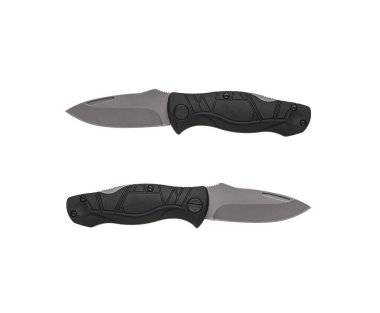 Cep çakısı beyaz arka planda izole edilmiş. Katlanan bir bıçakla küçük metal bir bıçak..