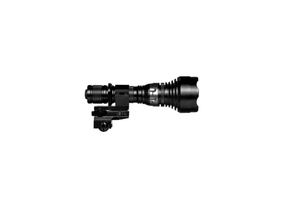 Modern Led Flashlight Weapon Mount Underbarrel Tactical Flashlight Isolate White — Stockfoto