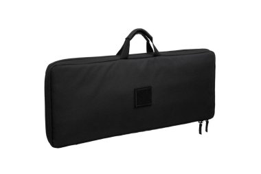 Yumuşak siyah silah çantası. Silah depolama ve taşıma için çanta. Beyaz arkaplanda izole et.