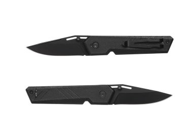 Cep çakısı beyaz arka planda izole edilmiş. Katlanan bir bıçakla küçük metal bir bıçak..