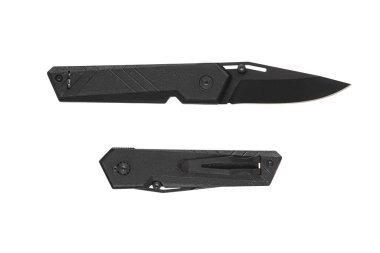 Cep çakısı beyaz arka planda izole edilmiş. Katlanan bir bıçakla küçük metal bir bıçak..