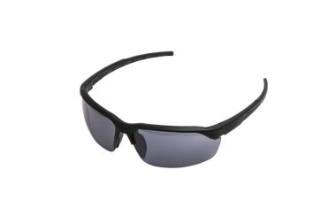 Modern goggles for eye protection. Glasses with plastic frames and plastic lenses. Isolate on a white background.