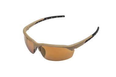 Modern goggles for eye protection. Glasses with plastic frames and plastic lenses. Isolate on a white background.