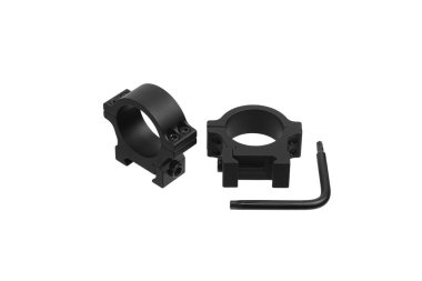 Beyaz arka planda izole edilmiş bir tüfeğin dürbünü için yapılmış hızlı bir bağlantı kopması. Keskin nişancı Dürbünü Hızlıca Bırak.