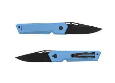 Cep çakısı beyaz arka planda izole edilmiş. Katlanan bir bıçakla küçük metal bir bıçak..