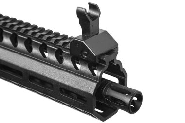 Modern air rifle. Pneumatic replica of the m4 carbine. A copy of the weapon with mechanical sights. Isolate on a white background.