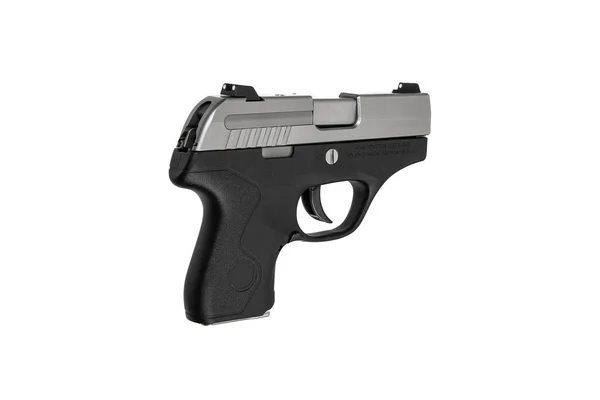 Modern semi-automatic pistol. A short-barreled weapon for self-defense. A small weapon for concealed carry. Isolate on a white background.