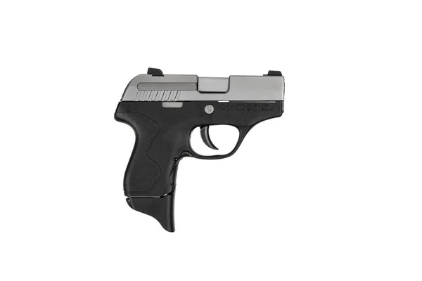 Modern Silver Semi Automatic Pistol Short Barreled Weapon Self Defense — Stock Photo, Image
