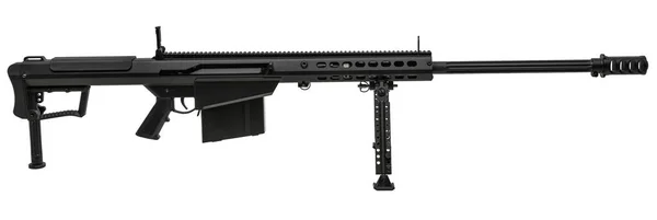 Geniş Kalibreli Keskin Nişancı Tüfeği Uzun Menzilli Silah Beyaz Arkaplanda — Stok fotoğraf