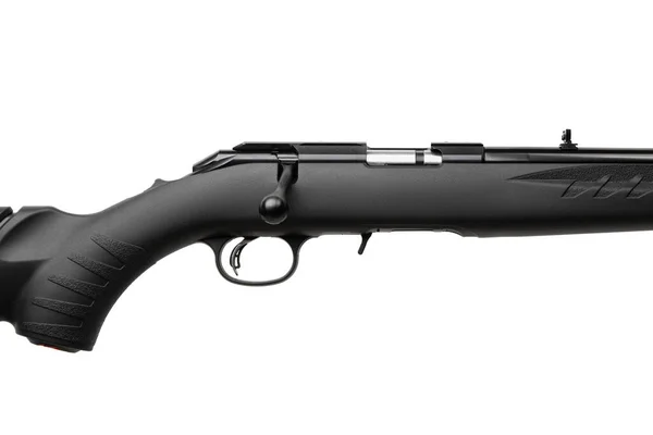 stock image Small-bore bolt rifle in a plastic stock of .22lr. Small rifled weapon for hunting and sports. Isolate on a white background.