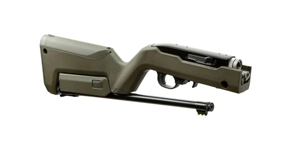 Moderne Halvautomatisk Kaliber 22Lr Rifle Sportsbrettkarabiner Isoler Hvit Bakgrunn – stockfoto