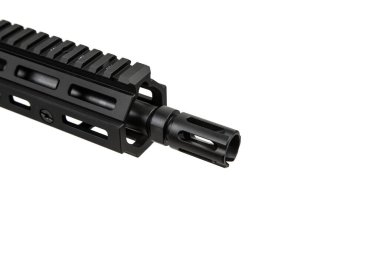 Spare parts for automatic rifle. Repair and modification of weapons. Isolate on a white background.