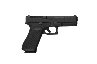 Modern yarı otomatik tabanca beyaz arka planda izole edilmiş. Ordu ve polis için silah. Kısa namlulu silah..