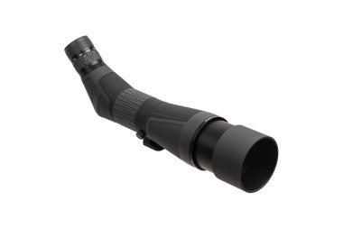 Modern dürbün. Uzun menzilli gözlem cihazı. Beyaz arkaplanda tek göz izolasyonu.