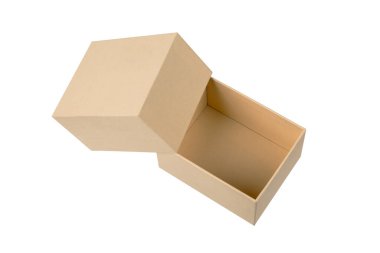 Basit ama yüksek kalite karton kutu. Hediye paketi. Beyaz arkaplanda izole et.