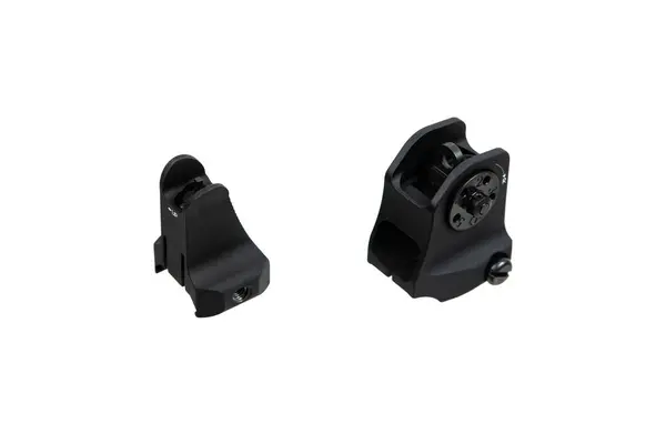 stock image Removable mechanical sights made of metal and with quick-release mounts. Isolate on a white background.