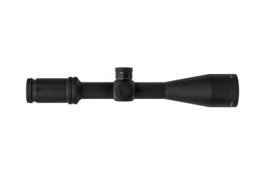 Beyaz arka planda modern bir keskin nişancı dürbünü. Uzun mesafelerde nişan almak ve ateş etmek için optik aygıt.