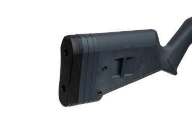 Modern yarı otomatik, 22 kalibrelik bir tüfek. Spor kanalı. 22 numara. Beyaz arkaplanda izole et.