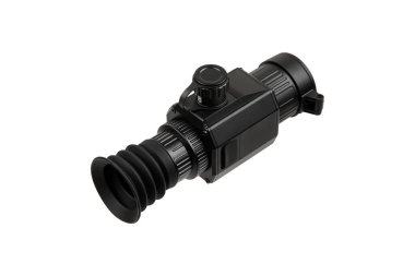 Modern monoküler termal görüntüleyici beyaz bir arka plan üzerinde izole. Termal radyasyonu sabitlemek için bir cihaz.