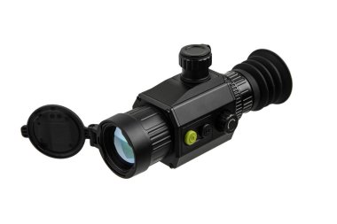 Modern monoküler termal görüntüleyici beyaz bir arka plan üzerinde izole. Termal radyasyonu sabitlemek için bir cihaz.