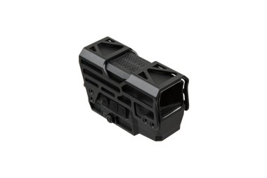 Modern optik kolatör görüşü. Kısa mesafeden ateş etmek için nişan alma cihazı. Beyaz arkaplanda izole et.