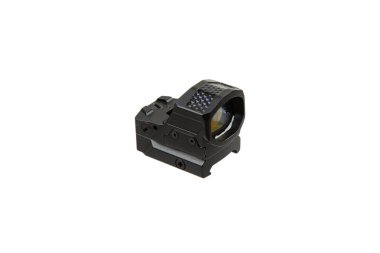 Modern optik kolatör görüşü. Kısa mesafeden ateş etmek için nişan alma cihazı. Beyaz arkaplanda izole et.