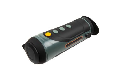 Modern monoküler termal görüntüleyici beyaz bir arka plan üzerinde izole. Termal radyasyonu sabitlemek için bir cihaz.