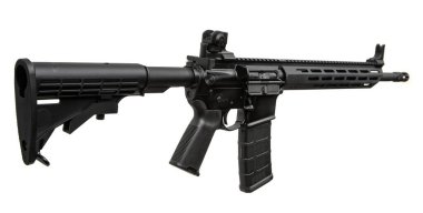 Hafif modüler tasarımı olan modern AR-style tüfek, siyah mat kaplama, ayarlanabilir stok, Picatinny ray, ergonomik kavrama ve M-LOK cankurtaran. Taktik veya spor atışları için mükemmel..